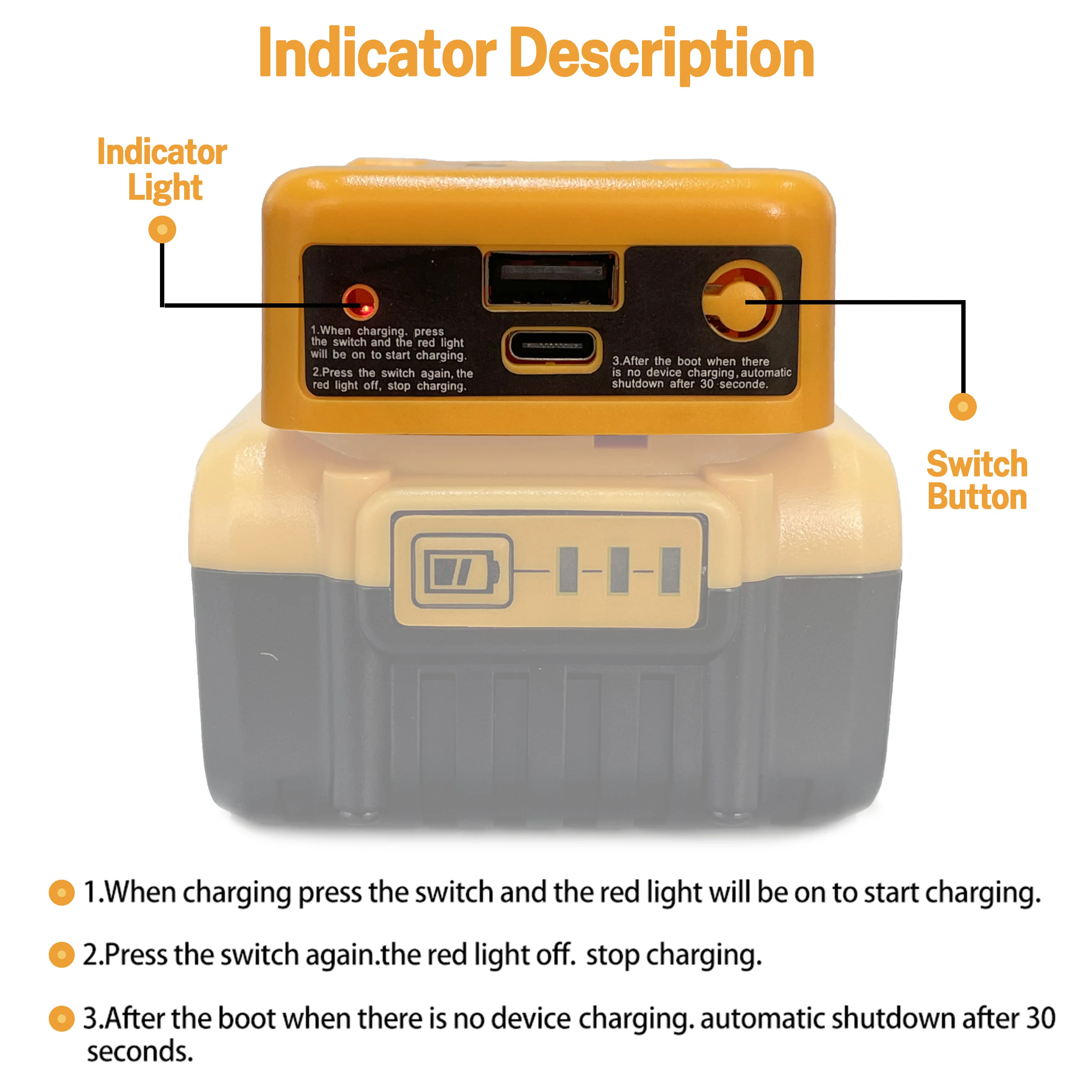 Portable Charger Adapter Compatible For Makita For Dewalt For Milwaukee 18V Li-ion with USB Type-C Battery Holder Fast Charging