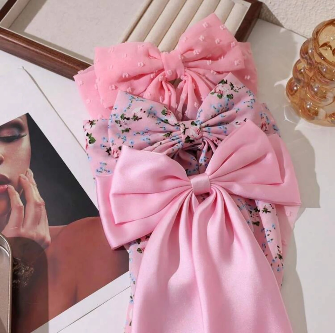 3 bow hair clips Women\'s summer Premium Korean Bow clip headdress Duck Bill clip hair clip hair accessories