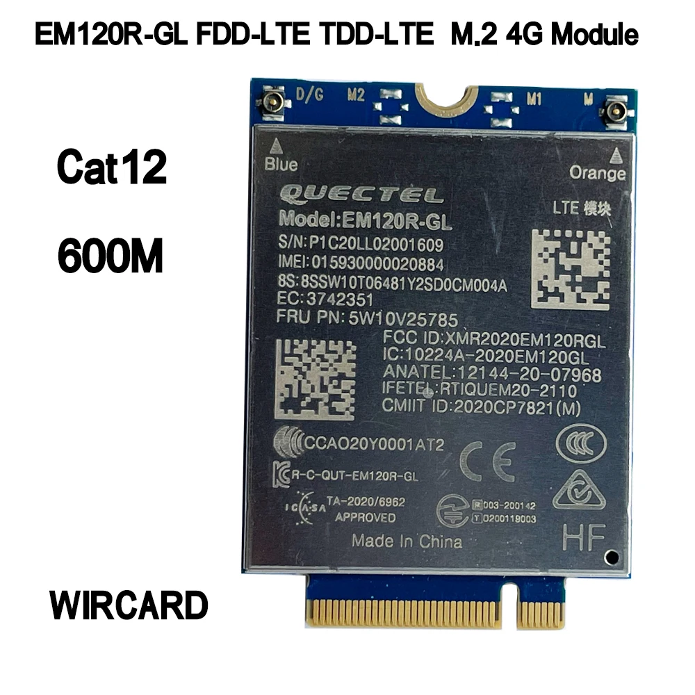 EM120R-GL FDD-LTE TDD-LTE Cat12 600M 4G Card FRU 5W10V25785 For  X1 Yoga 6th Gen X13 Yoga Gen 2 P14s P15s T14 T14s T15 Laptop