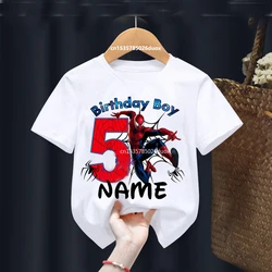 Verano 2024 chico 2 3 4 5 6 7 8 Marvel Spiderman niña cumpleaños camisa de manga corta Spiderman personalizar nombre cumpleaños niño camiseta