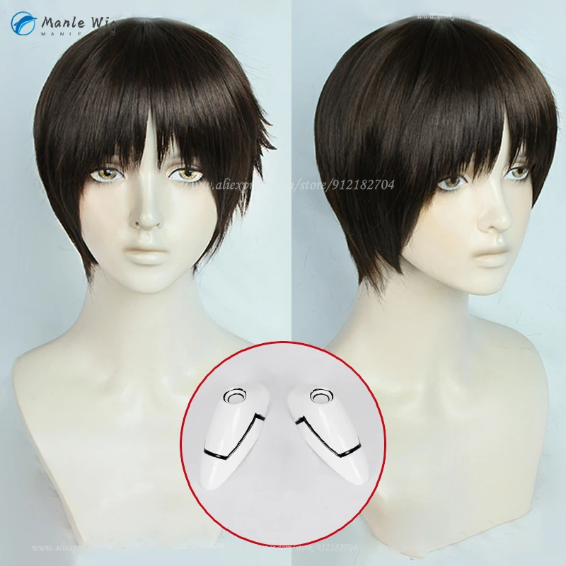 Anime EVA Ikari Shinji Cosplay Wig Short Black Brown Man Women Wigs Heat Resistant Synthetic Hair Shinji Ikari Wigs + Wig Cap