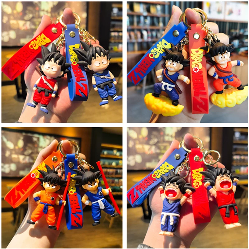 

New Dragon Ball PVC cartoon anime doll mo keychain Z Super Saiyan Sun Wukong somersault cloud bag pendant accessories