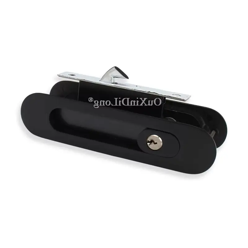 

European Embedded Invisible Pocket Sliding Door Locks Wood Barn Kitchen Balcony Sliding Door Hook Locks for 40~56mm Thickness