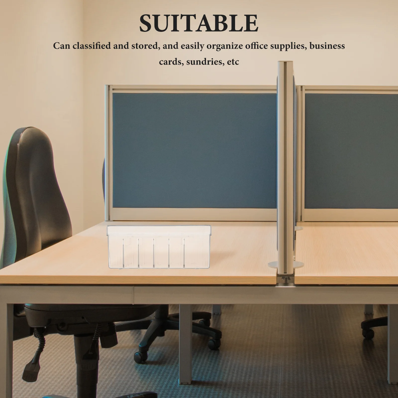 

Clear Multi-Function Card Storage Box Transparent Office Organizer Flip Lid Desktop Holder For Business Greeting Cards Compact