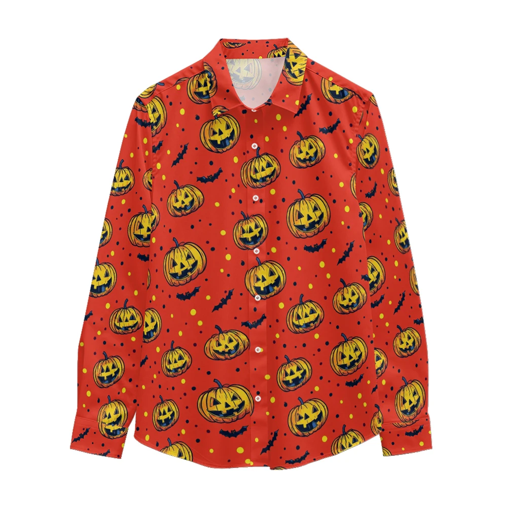 Halloween Pumpkin printed pattern long sleeved shirt, Spring and Autumn new style