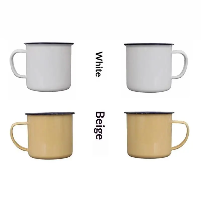 Enamel Drinking Mugs Multiple Color Size Custom Logo For Home Camping Office Use