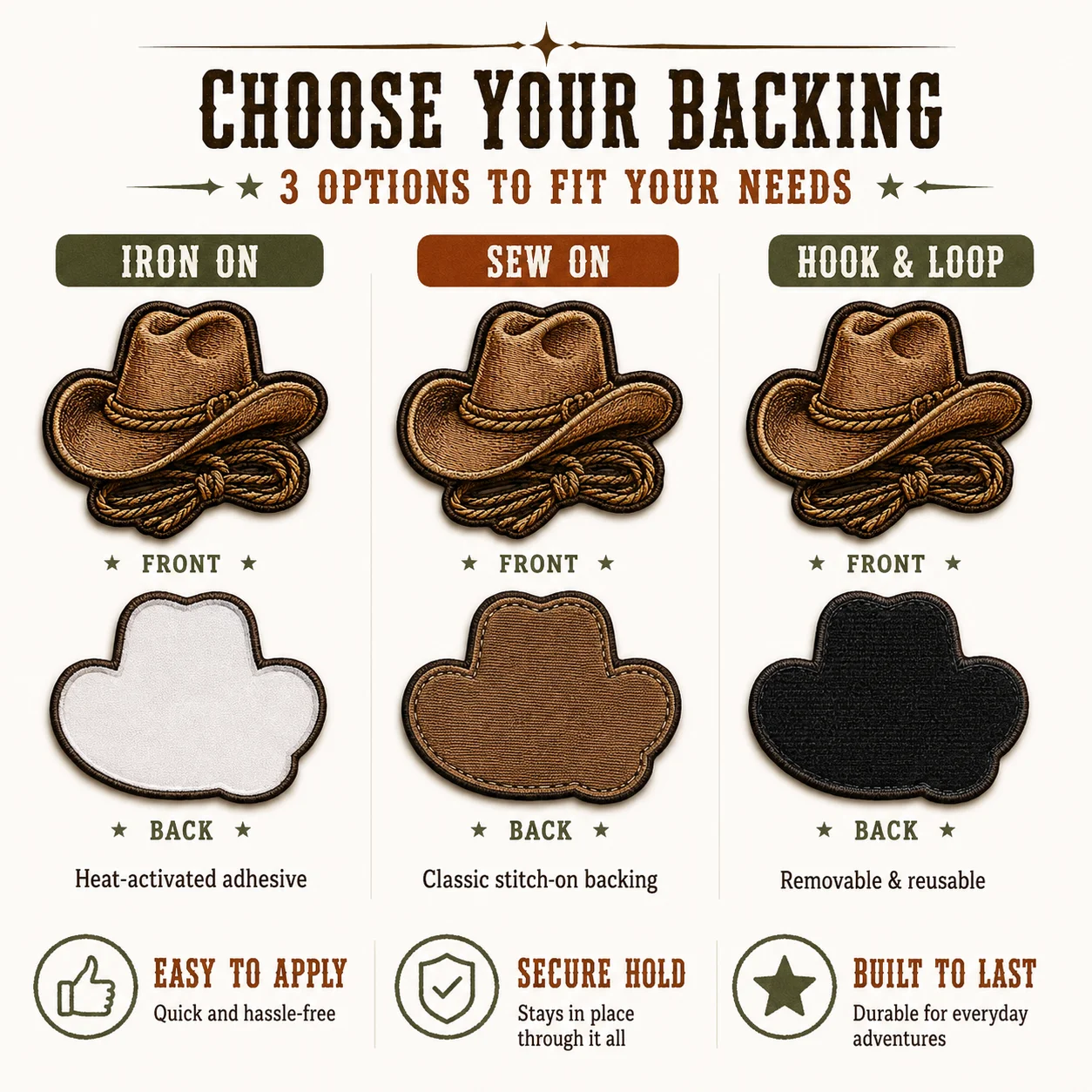 Western Cowboy Embroidery Patches Custom Boot Hat Rope Cactus Bull Skull Iron On Sew On for Clothing Bags Hats Rodeo Gifts