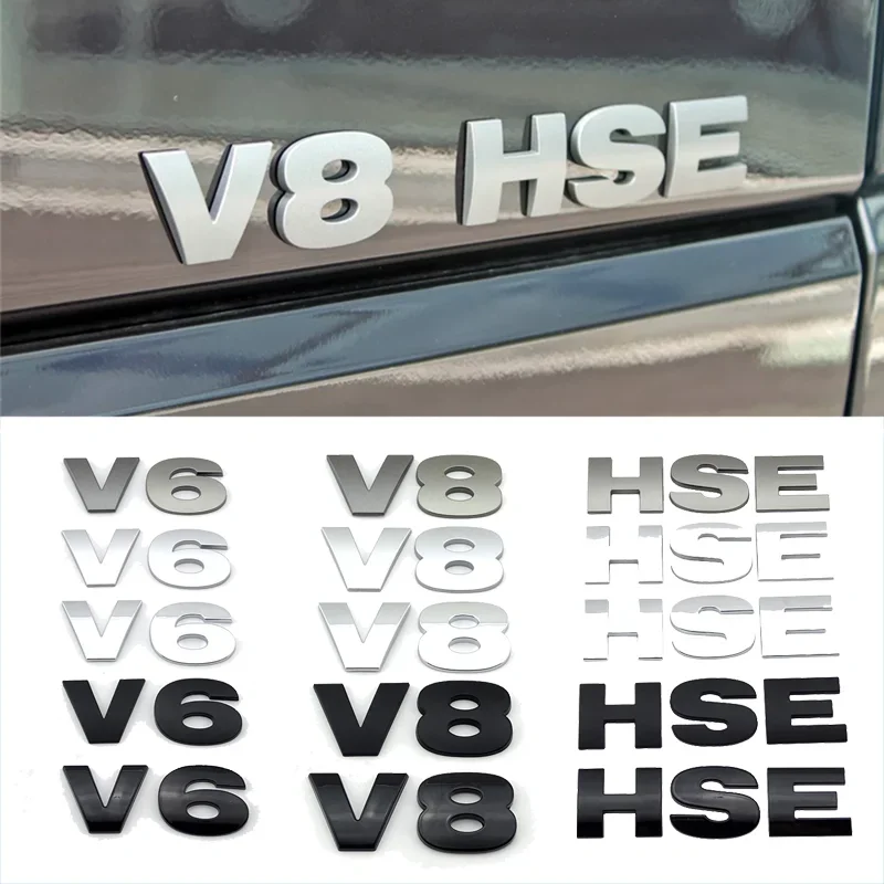 ABS HSE V6 V8 Logo Letters Trunk Badge Emblem Car Sticker Auto Tailgate Decals for Land Rover RangeRover Velar LR4 LR2 LR3 SV