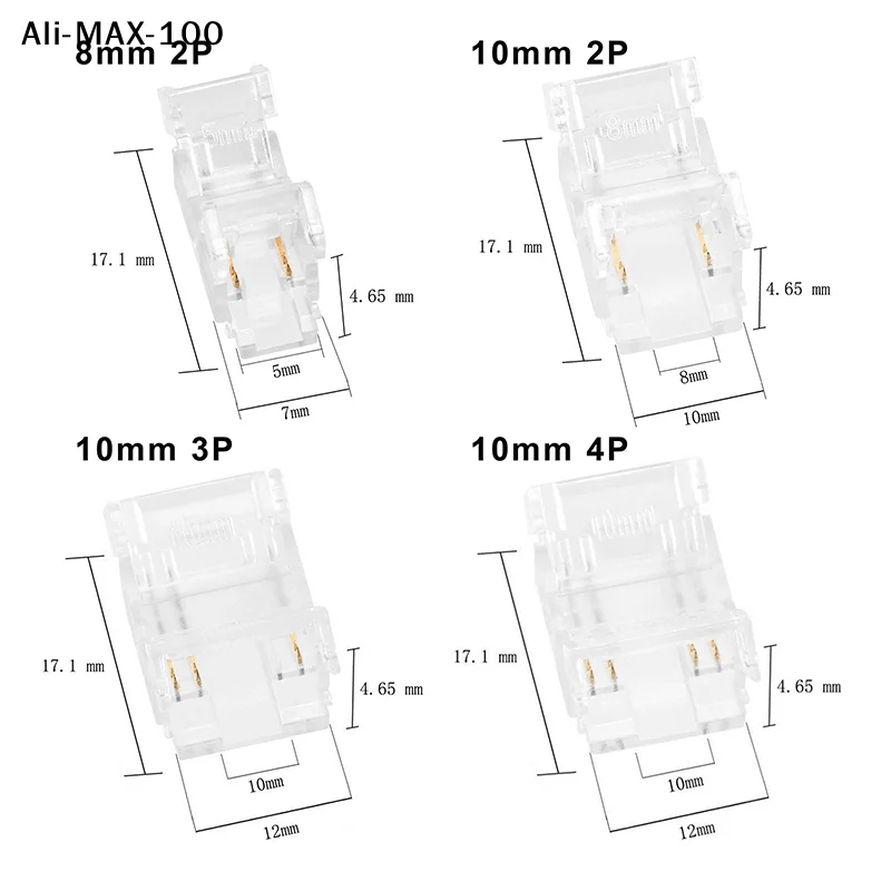 【AyS】5/10Pcs COB LED Wire Connector8 10mm Connection Solderless Mini Buckle RGB CCT LED Strip Lights 2 3 4 Pin Connector W/ Wire