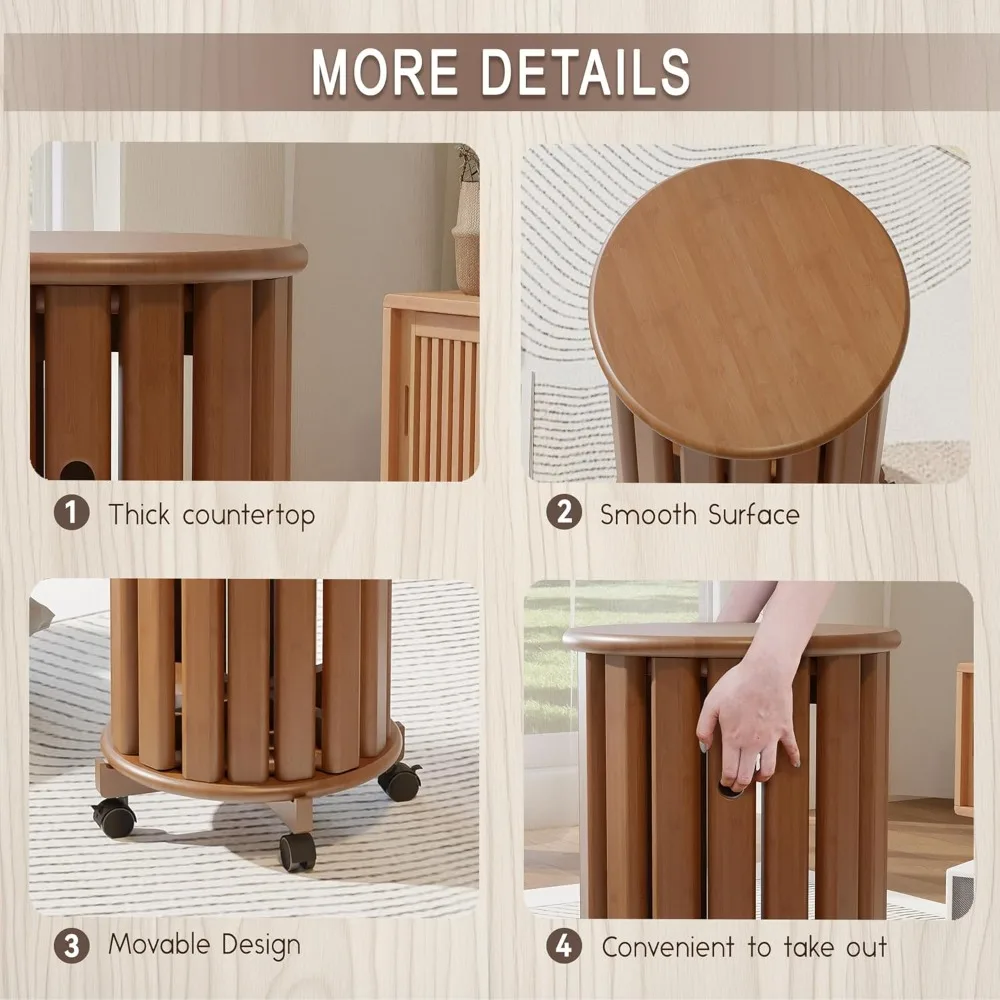 4-Pack Stackable Stools with Wheels | 18 Inch Nesting Side Tables for Living Room| Stackable Coffee Table, Firm and Sturdy| No T