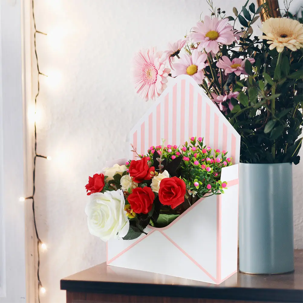 3Pcs Fresh Flower Gift Boxes Envelop Shape Packing Box Flower Wrapping Holder Floral Arrangement Storage Box for Birthday