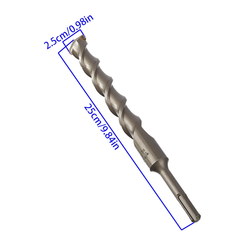 ดอกสว่านคอนกรีต SDS Plus ขนาด 25 มม. แบบสองหัว สำหรับสว่านกระแทก 260 มม. ใช้กับกำแพง อิฐ บล็อก สว่านไฟฟ้า ดอกสว่านงานก่ออิฐ 1 ชิ้น