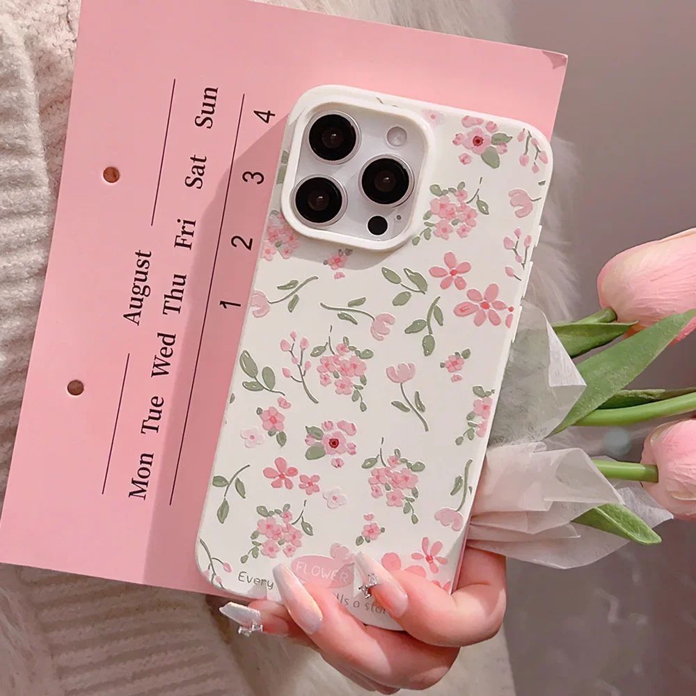 Pink fairy sakura plum blossom flowers art Phone Case For iPhone 16 15 14 13 12 11 Pro Max Xr Xs 16 Plus Case Cute Sweet Cover