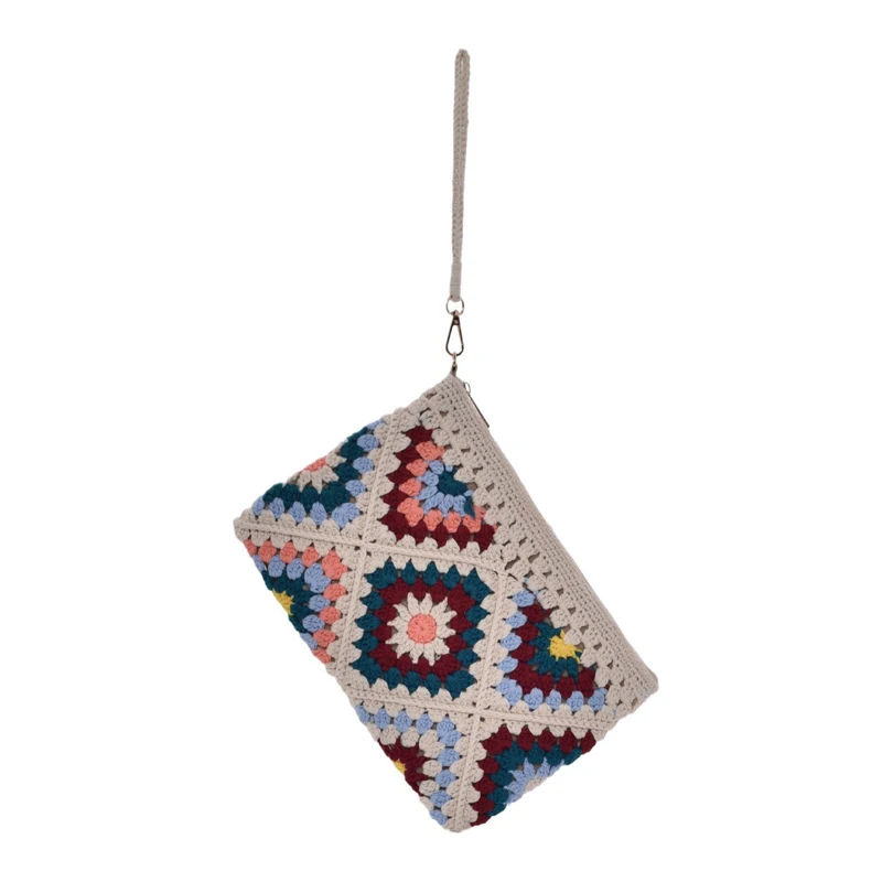 

3pcs Clutch Bags Women Yarn Wool Woven Hollow Out Design Handmade Crochet Large Capacity Travel Bag