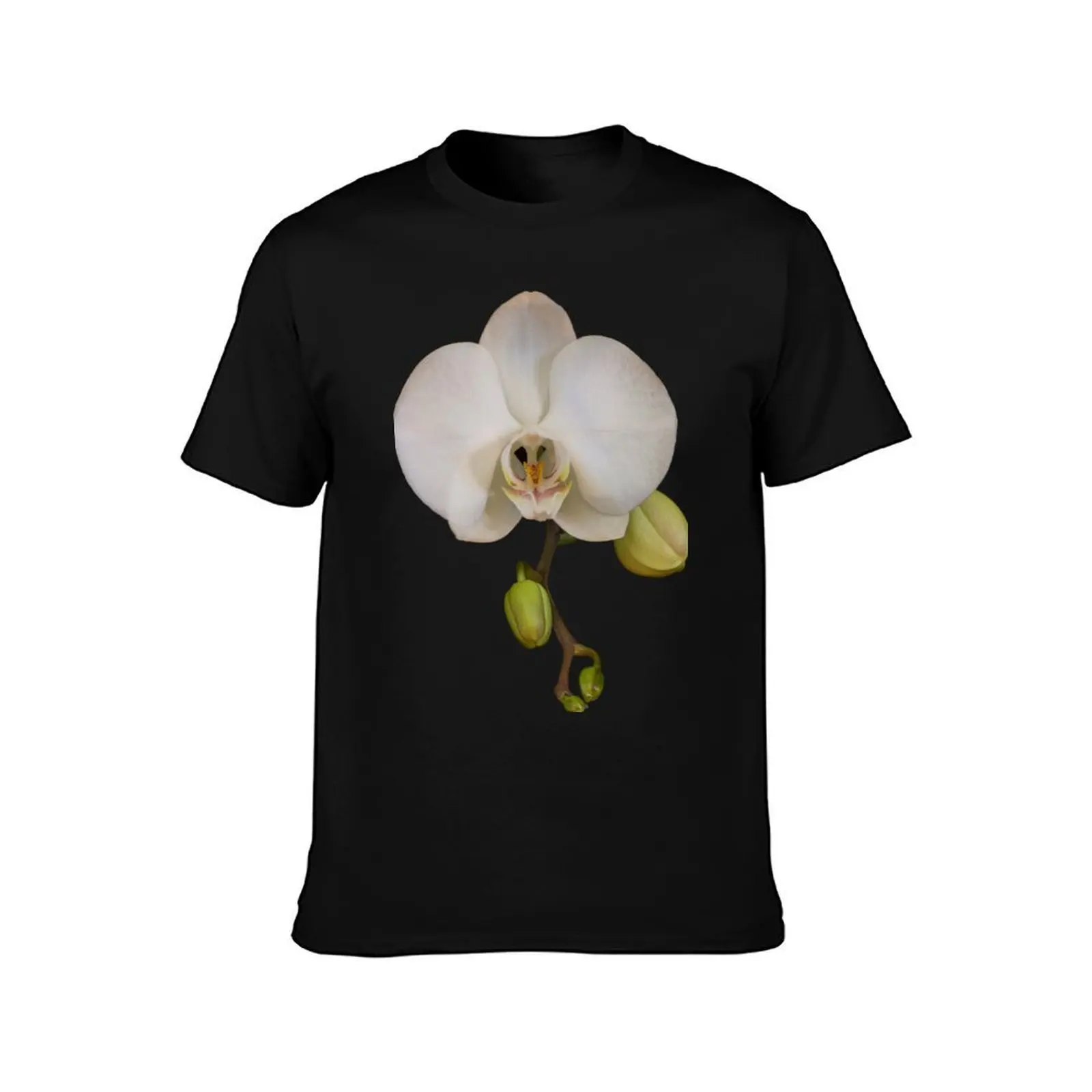 White Orchid on Black T-Shirt man t shirt summer T-Shirt
