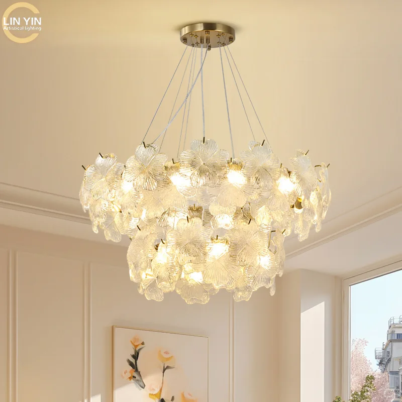 

French-style living room chandelier luxury chandelier bedroom and study lighting fixtures glass and crystal lamps