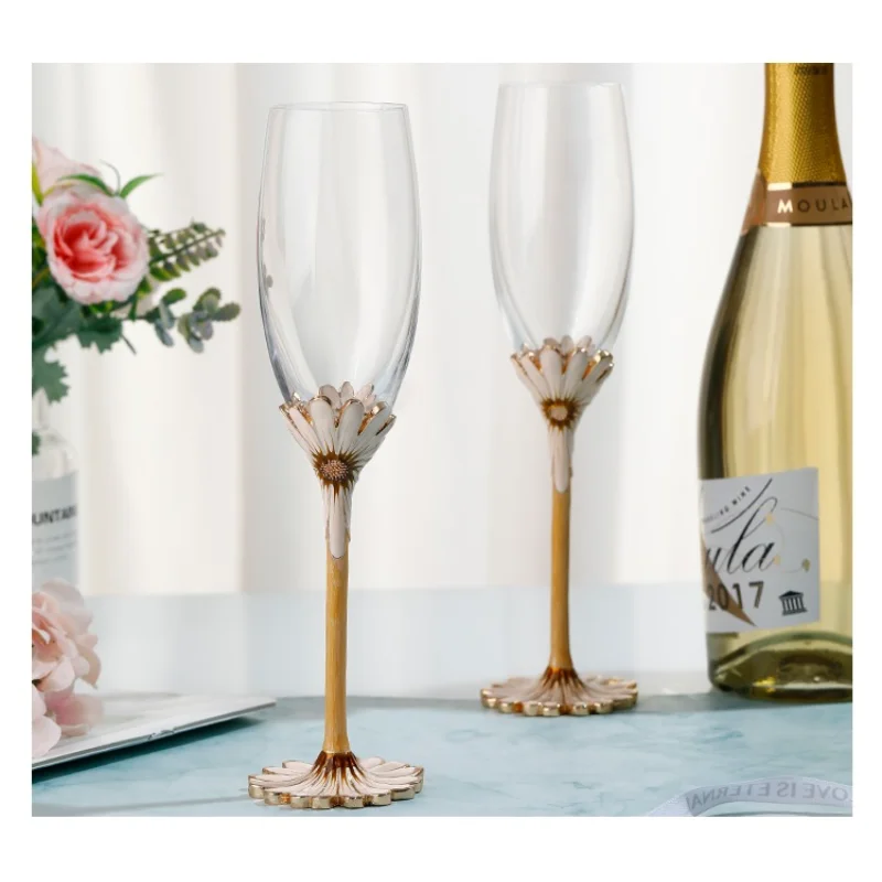 

2Pcs Enamel champagne cup gift box packaging banquet bubble glass goblet wedding gift matching cup glass cups