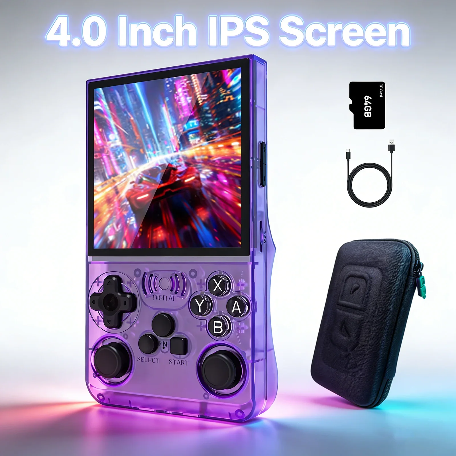 GAMINJA ANS13 Retro Handheld Game Console Portable 4.0 Inch IPS Screen 15000+ Games Linux System Pocket Video Game Player