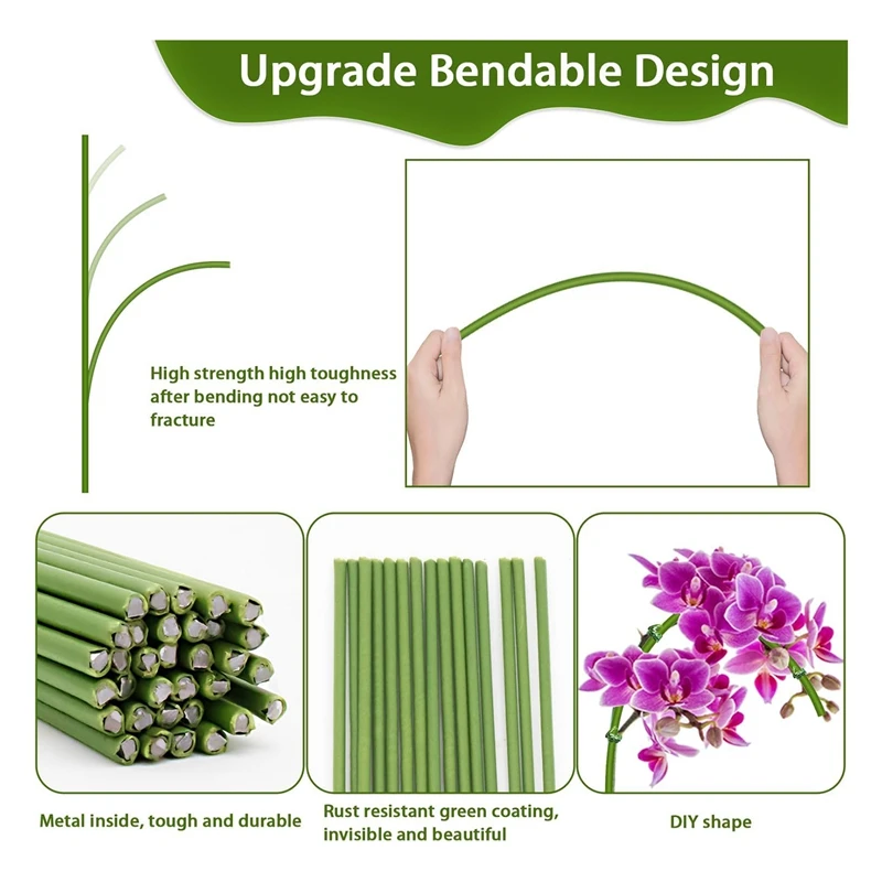Plant Stakes,Plant Support Stakes Suitable For Indoor Plants,20Pcs Garden Green Bendable Single Stem Plant Sticks