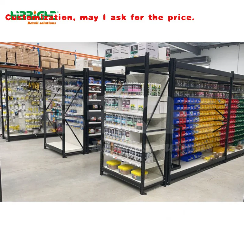

custom.Highbright Economical Heavy Duty Wood & Metal Wire Shelving Display Stand Supermarket and Hardware Store