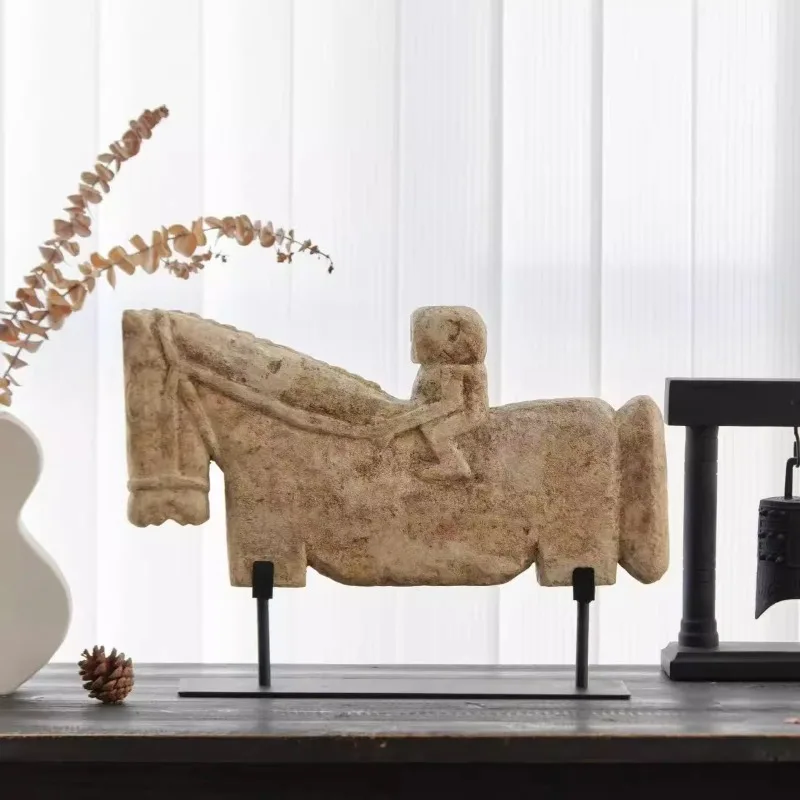 Imitation natural stone carving ornaments medieval wabi-sabi style new Chinese coffee table
