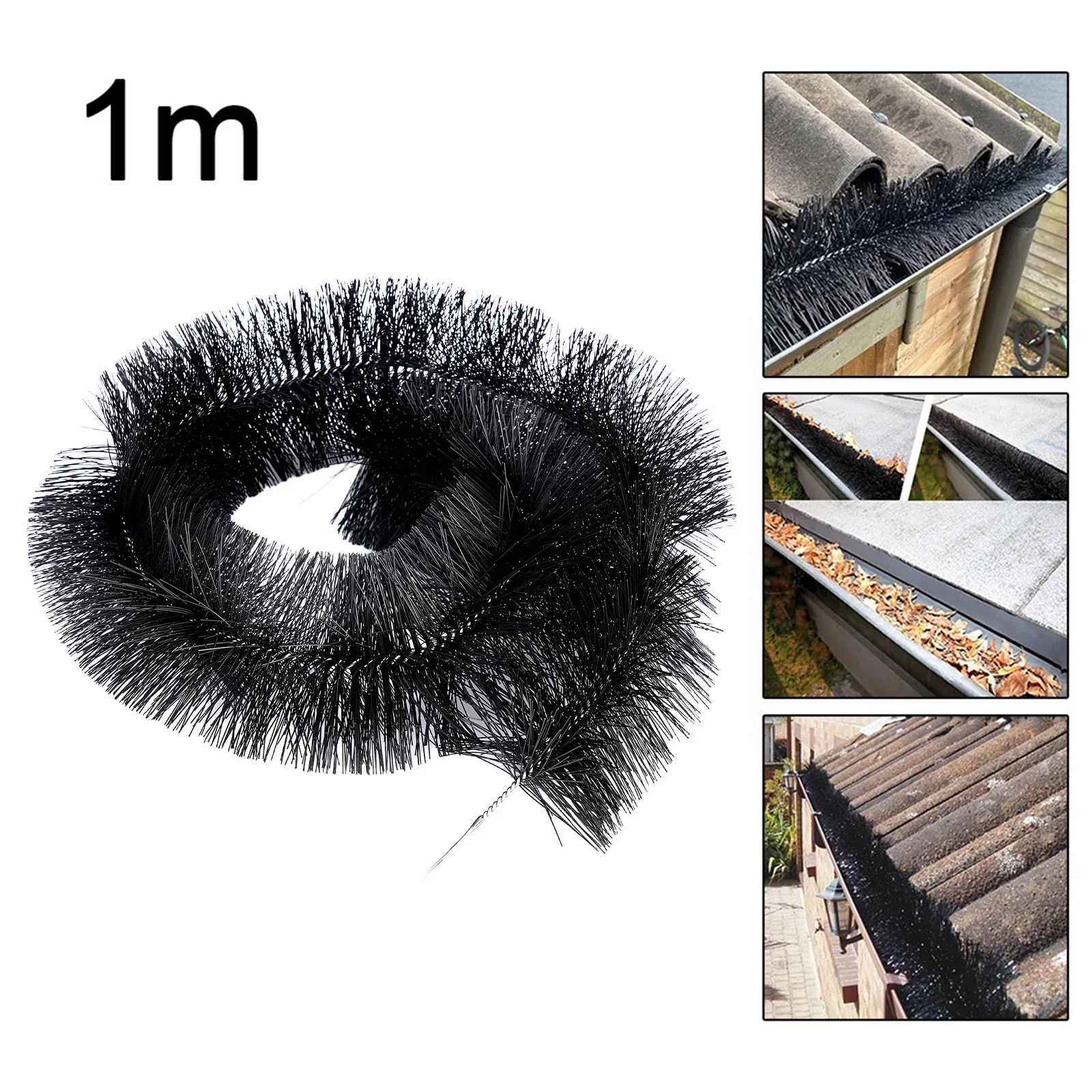 100Mm X 1M Goot Borsteldak Bladbeschermer Reiniger Zware Twijg Filter Huis Tuin Dak Gootsteen Pijp Filter Borstel - afbeelding 1