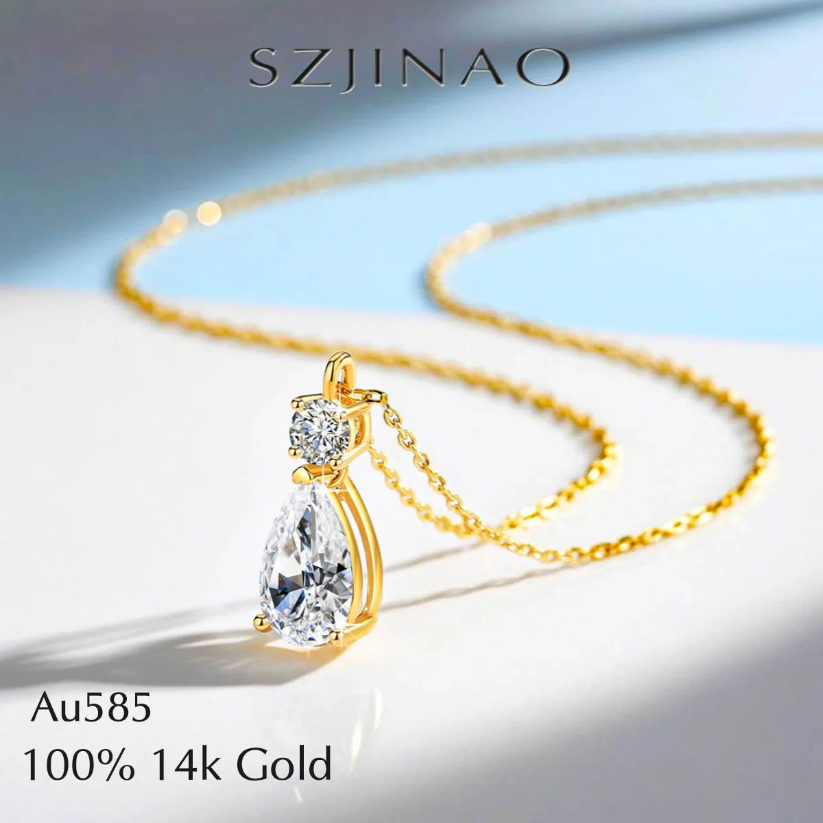 

Подвеска с бриллиантами из муассанита грушевидной огранки, 100% золото 14 карат, ожерелья Au585 D, цвет VVS1, модные украшения для женщин, свадебные подарки на помолвку