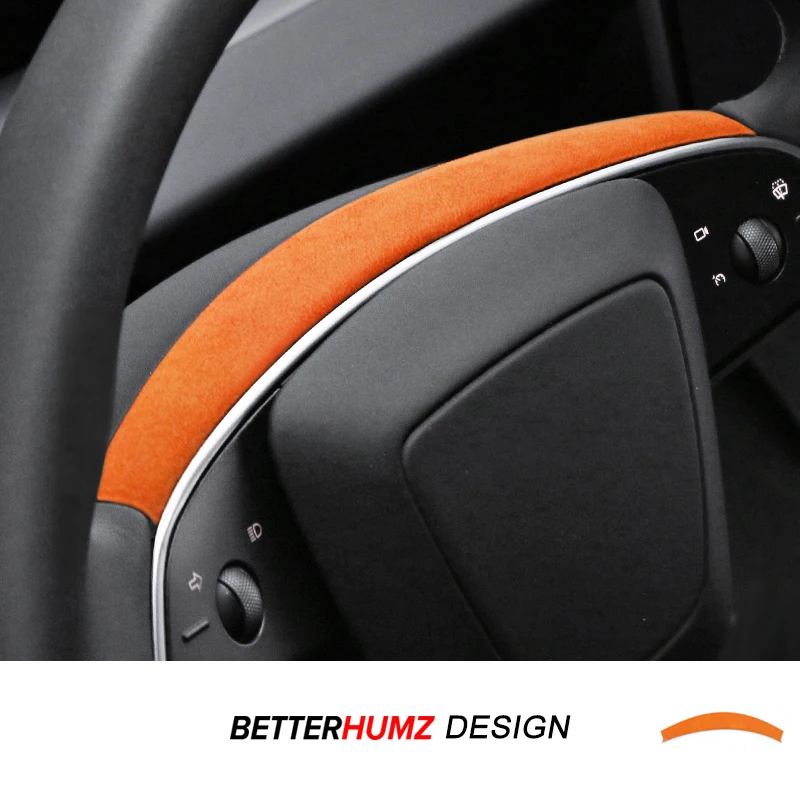 

For Tesla 2019- Model 3 Highland Model Y Juniper Made of Alcantara Steering Wheel Panel Trim Sticker Car Interior Accessories