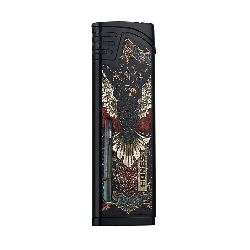 HONEST Personalized Red Flame Gas Lighter, Thin, Windproof and Good-looking Gift Cigarette Lighter for Men and Women
