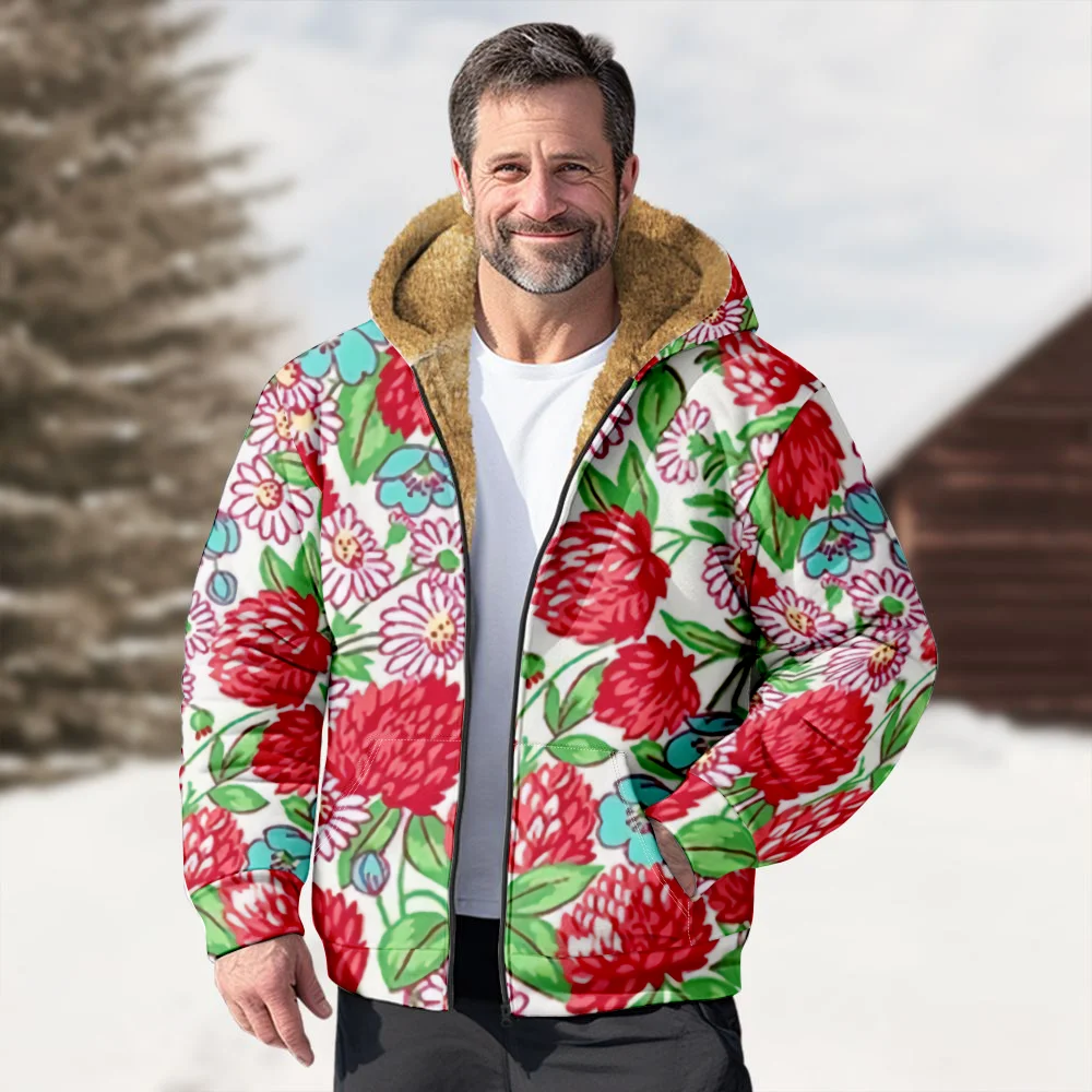 Men's Winter Jackets Coats,Casual Flora Print Pattern Cotton Clothes Overcoat Stylish Normcore Dance