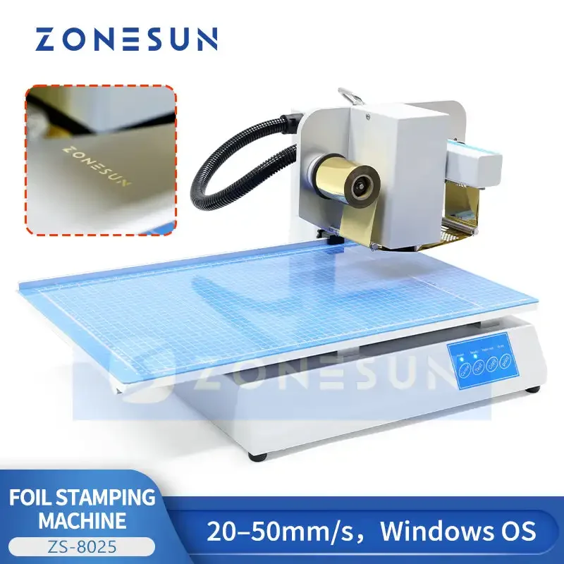 ZONESUN ZS-8025 Automatic Digital Hot Foil Stamping Machine Windows OS 20-50mm/s Plateless Heat Press Leather Card Crafts Printe - view 4