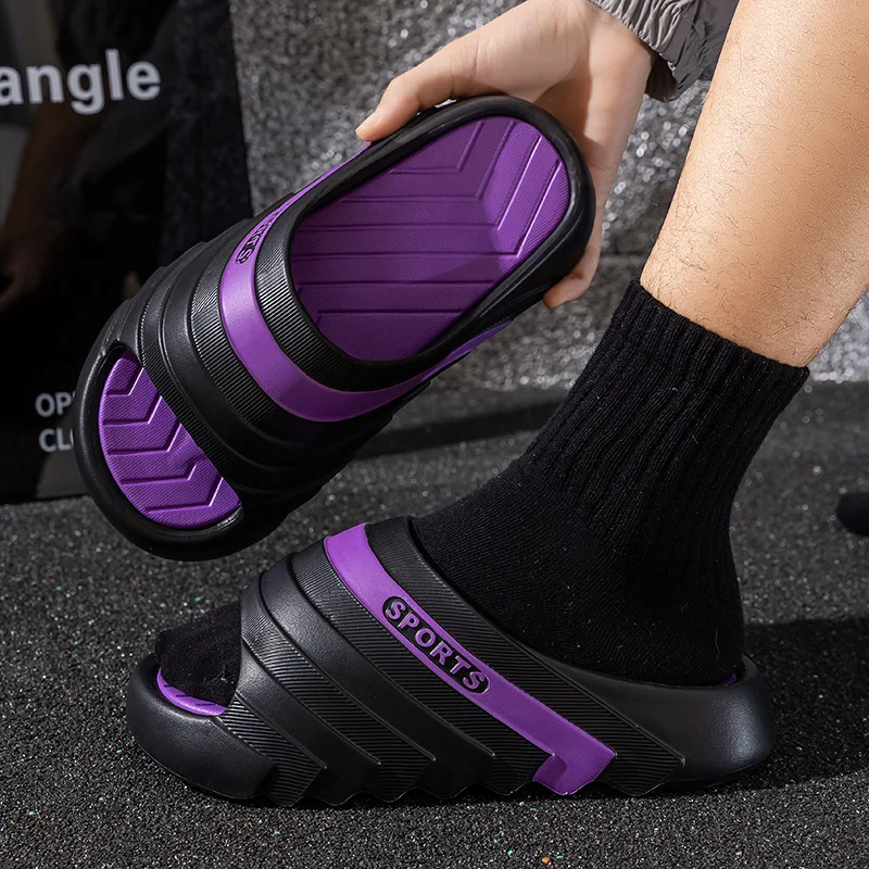 2026 Men's and Women's Couple New Sports Slippers Summer Indoor and Outdoor Thick Sole Basketball Anti slip Beach Sandals view 4