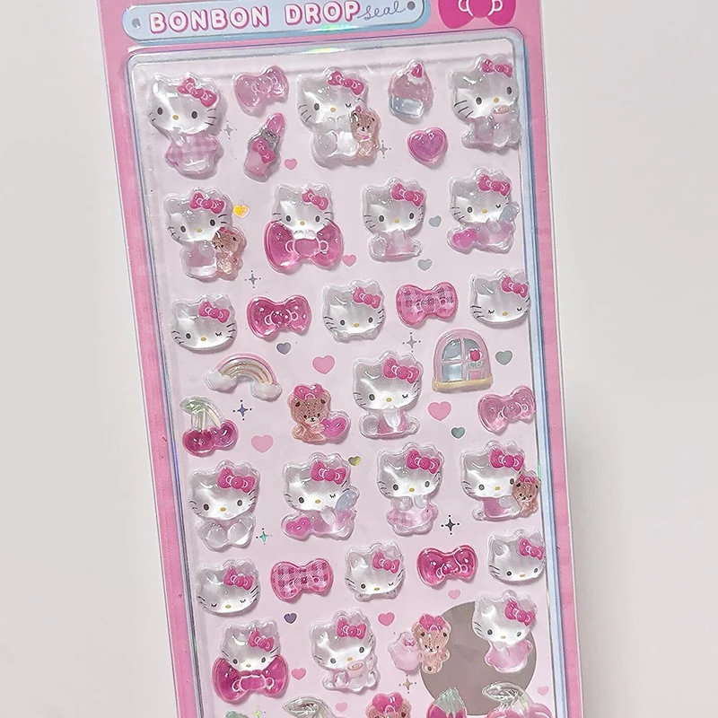 1/2/4 arkusze naklejek 3D Cinnamoroll Melody, przezroczyste, żelowe, kryształowe naklejki dekoracyjne