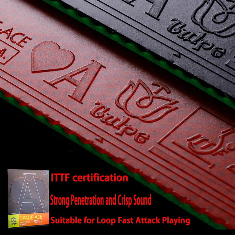 

TULPE SPADE-ACE Tulips Table-tennis Rubber Sheet Sticky Pimples in Fast Attack with Cake Sponge Ping-pong Rubber ITTF Approval