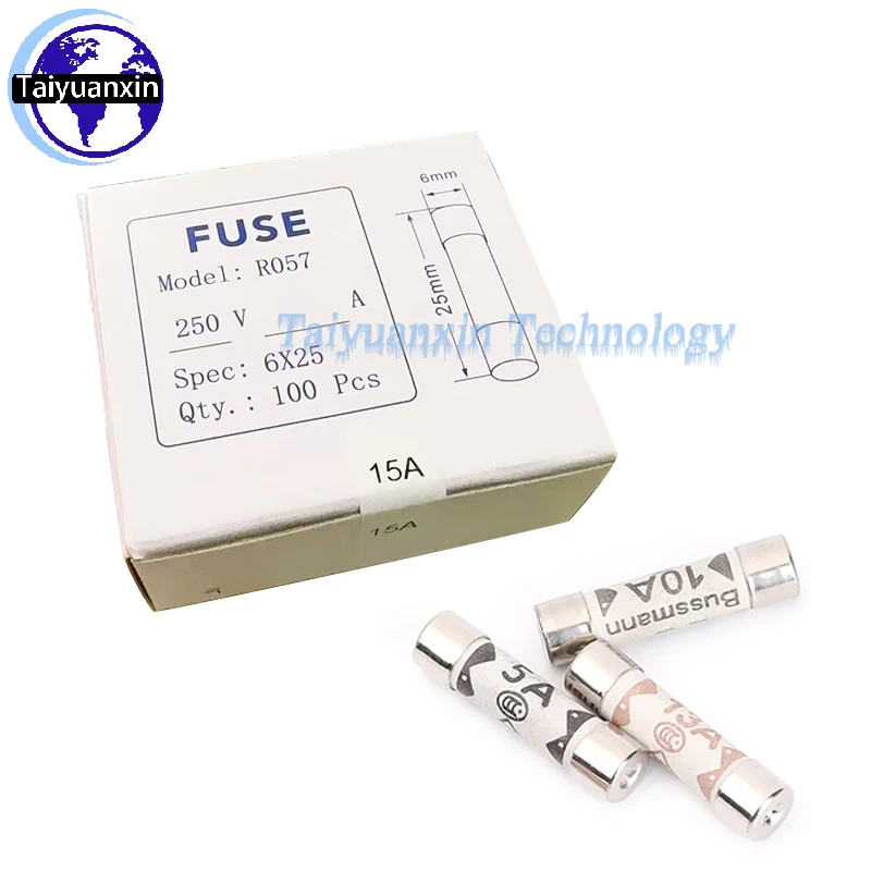 100PCS/Box BS1362 Ceramic Tube Fuse 1A 2A 3A 5A 10A 13A 15A 20A 6*25mm British Domestic House Hold Mains Plug Cartridge Fuses