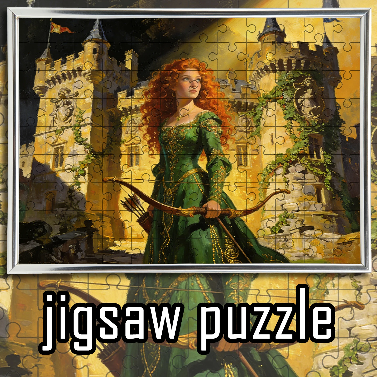 

Merida Castle Bow & Arrow Jigsaw Puzzle 108/200/300/500/1000pcs, Color Gift Box - Brave Fairy Tale Decor Puzzle