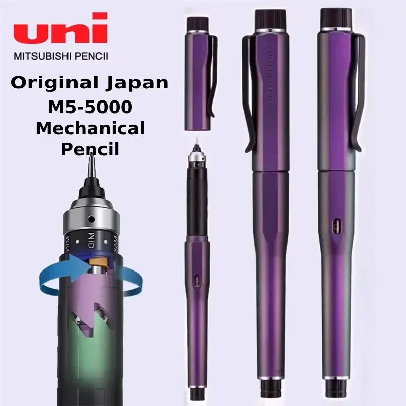 Mitsubishi KURUTOGA DIVE Mechanical Pencil, 0.5mm M5-5000 Auto Lead Advancement Mechanism Writing Pen, Limited Purple Stationery