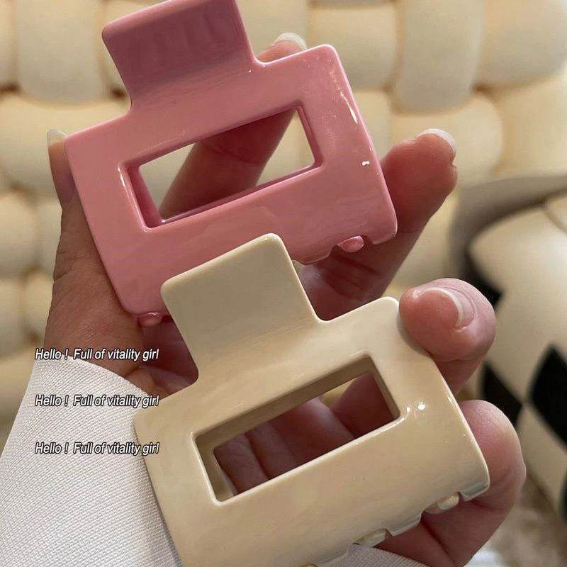 Hollow Square Macaron Color Small Hair Claws Plastic Hair Clip Hairpins Barrettes Ponytail Clip Crabs For Women Hair Accessories