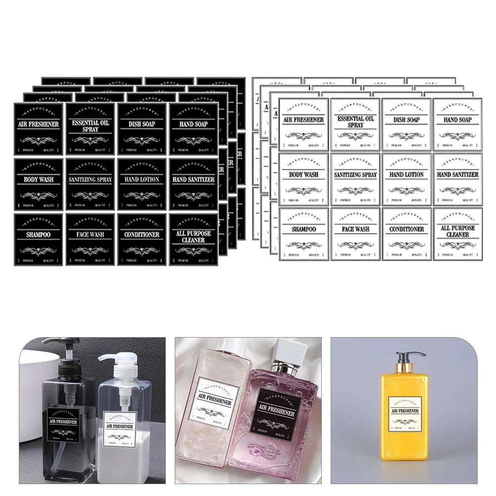 

2 Sets Waterproof Bottle Label Labels for Bathroom Bottles Restroom Container Mason Jar Organization Stickers Pvc