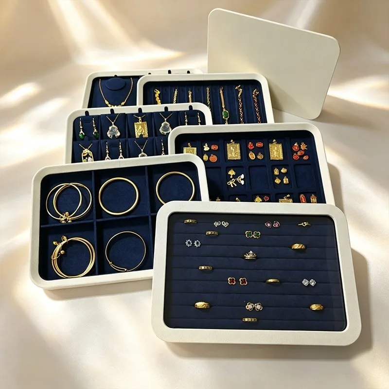 With Lid Dustproof Jewelry Tray Modern Minimalist Portable Jewelry Storage Tray Luxury Ring Necklace Earrings Display Counter