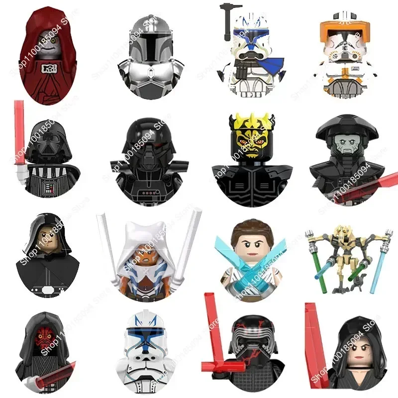 Hot Toys Star Wars Mandalorian Dath Vader Rex Kylo Ren Obi-Wan Luke skywalker Clone Building Blocks Star Bricks Mini Figures Toy