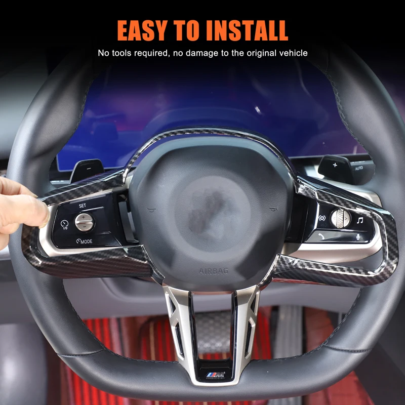 

For BMW 5 Series G60 2024-2026 ABS Carbon Fiber Car Steering Wheel Frame Cover Trim Car Interior Accessories