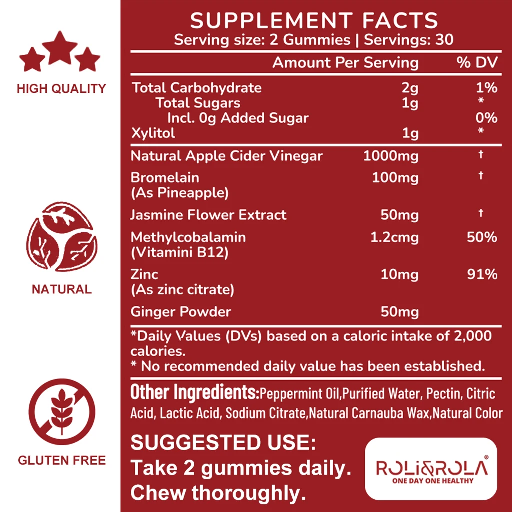 ROLI&ROLA 2 Pack*60count Metabo Cleanse ACV+B12 Gummies. Gut Health Fresh Breath Underarms&Private Parts for Men&Women.