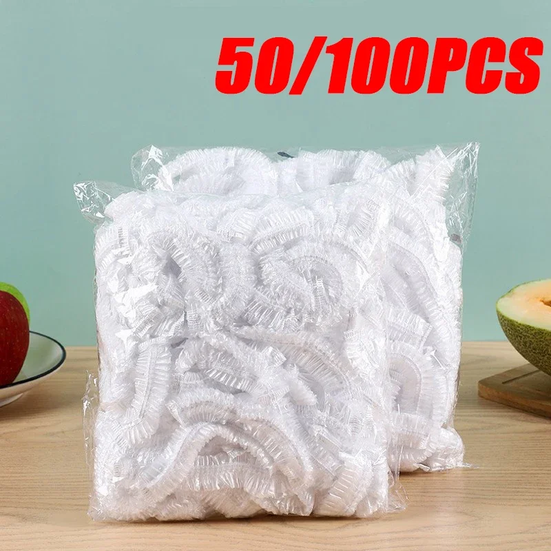 100pcs Disposable Food Storage Covers Bags for Bowls Elastic Plate Plastic Lid Covers Vacuum Bags for Kitchen Food Fresh Seal