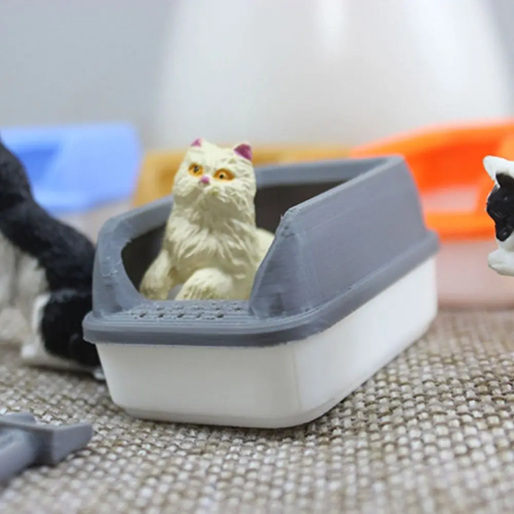 3Pcs/set Fashion 1:12 Dollhouse Cat Litter Box Mini Model Shovel Doll Home Decoration Miniature DIY Accessories Toy