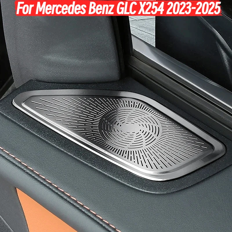 For Mercedes Benz GLC X254 2023 2024 2025 Door Speaker Panel Tweeter Grille Cover Stainless Steel Sticker Interior Car Accessory