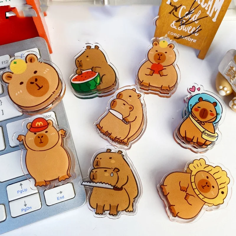48-ピース-ロットかわいいカピバラアクリルクリップかわいい写真クラフト-diy-装飾ノート便箋クリップオフィススクールサプライ