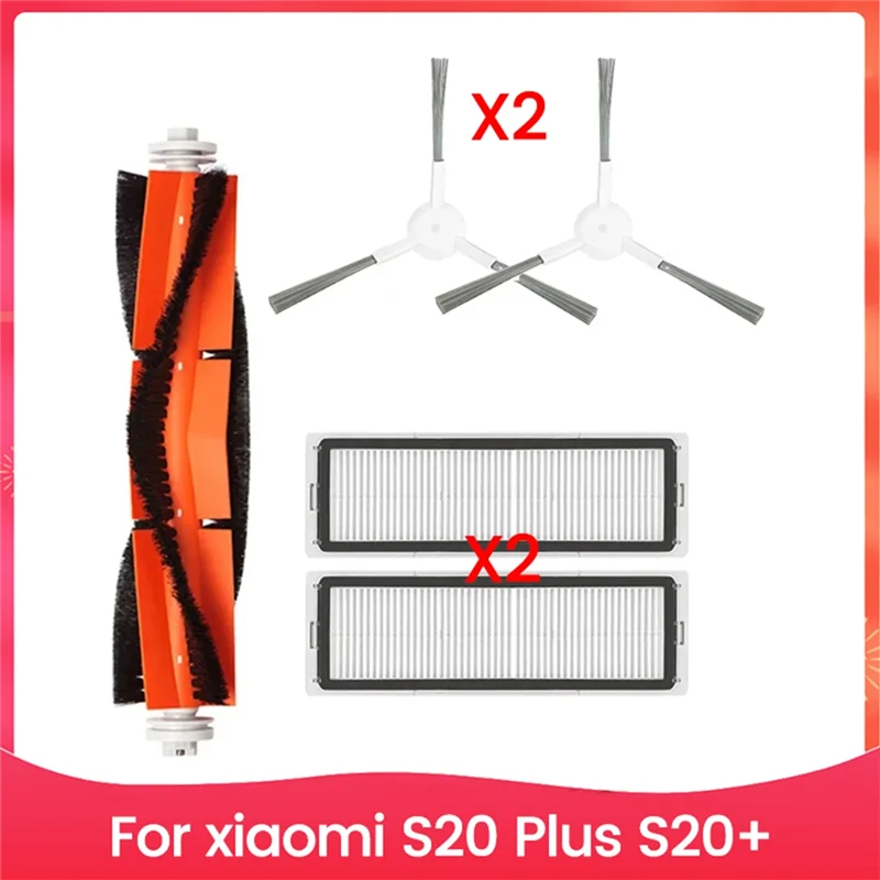 ABVI-For Xiaomi S20 Plus S20+ Vacuum Cleaner Parts Main Side Brush Hepa Filter Replacement Parts Accessories