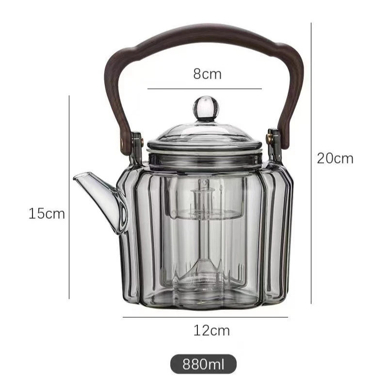 High Borosilicate Glass Heat-resistant Teapot Thickened Explosion-proof Lifting Pot Dual Use Teapot for Boiling Tea and Water