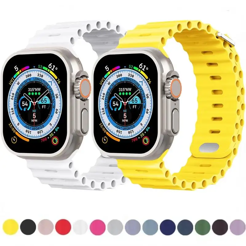 

Ocean Strap for Apple Watch ultra 49mm band 45mm 41mm 44mm 40mm 42mm 38mm Silicone Bracelet iWatch Series 8 7 6 5 4 3 SE 44 45mm